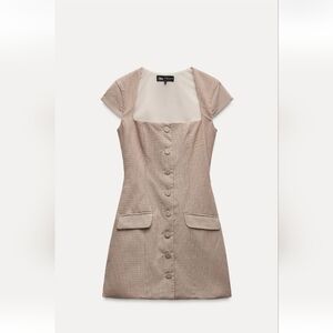 Zara Women's Beige Button-Down Mini Dress